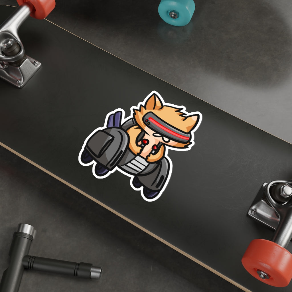 Racing Robot Cat Die-Cut Sticker