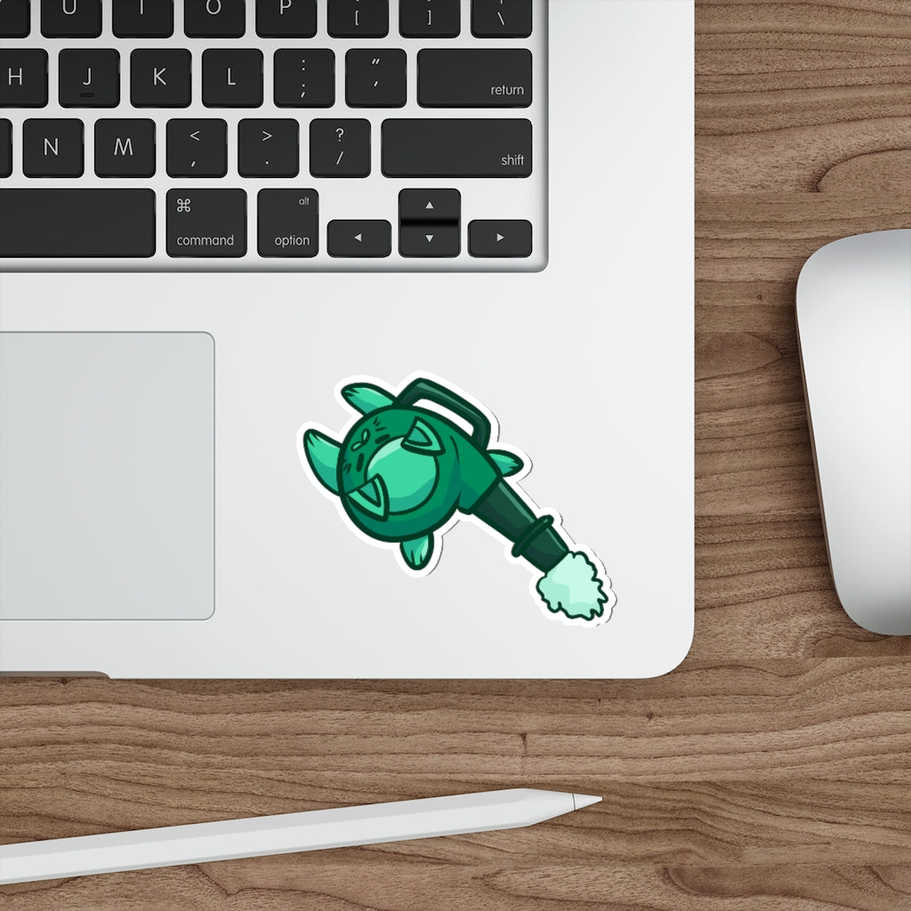 Leaf Blower Cat Die-Cut Sticker