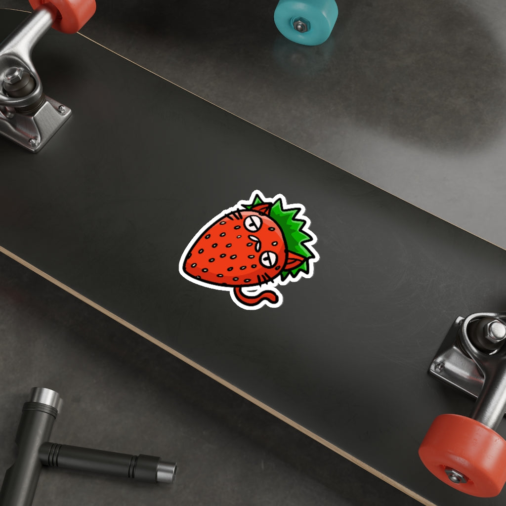 Strawberry Cat Die-Cut Sticker