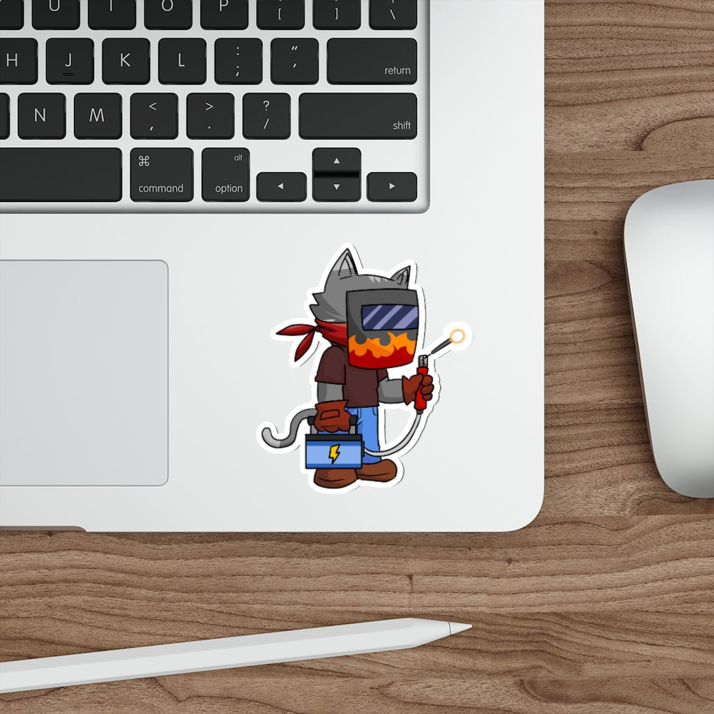 Welder Cat Die-Cut Sticker