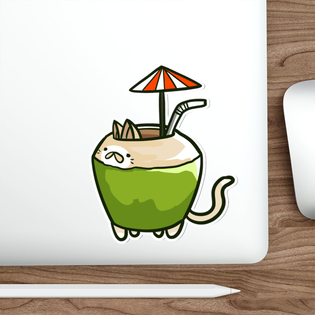 Coconut Cat Die-Cut Sticker