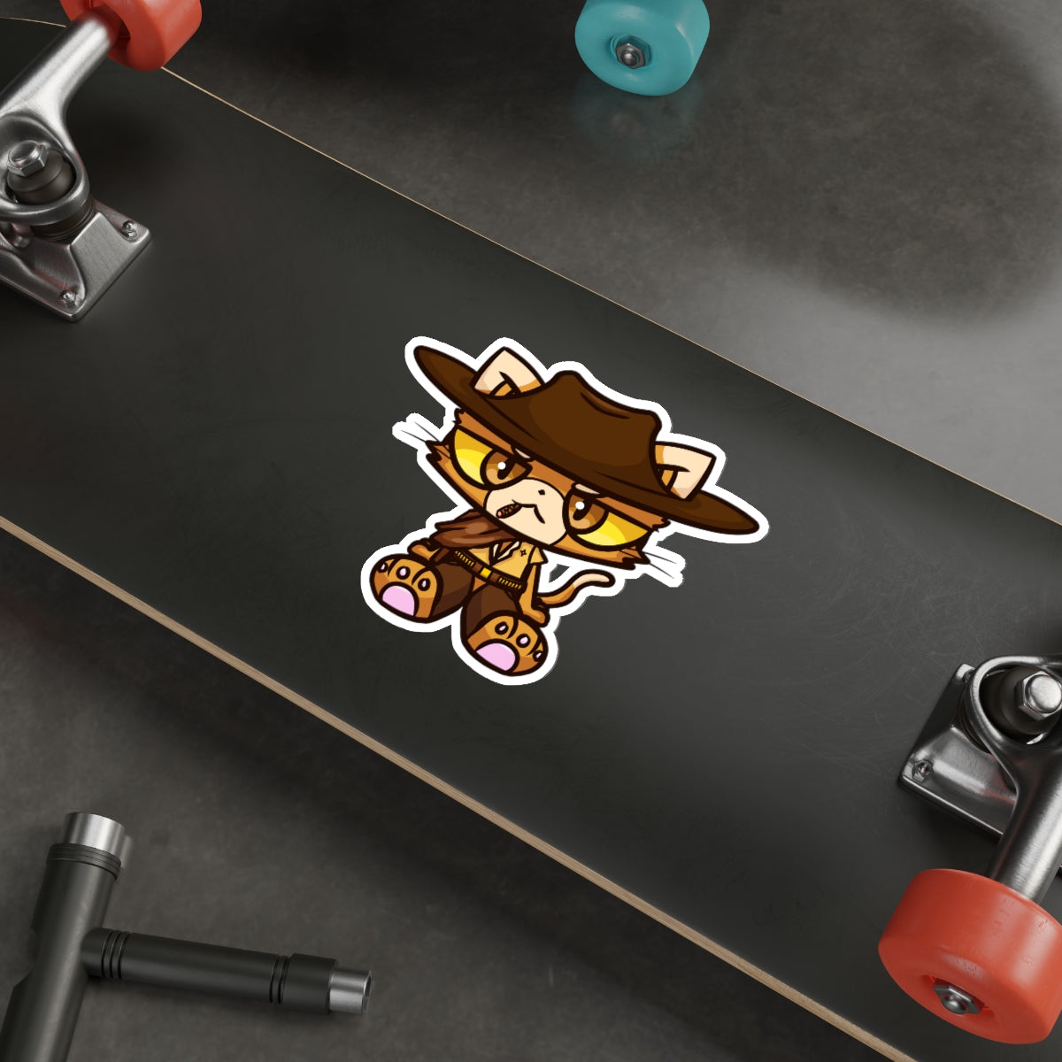 Unamused Cowboy Cat Die-Cut Sticker