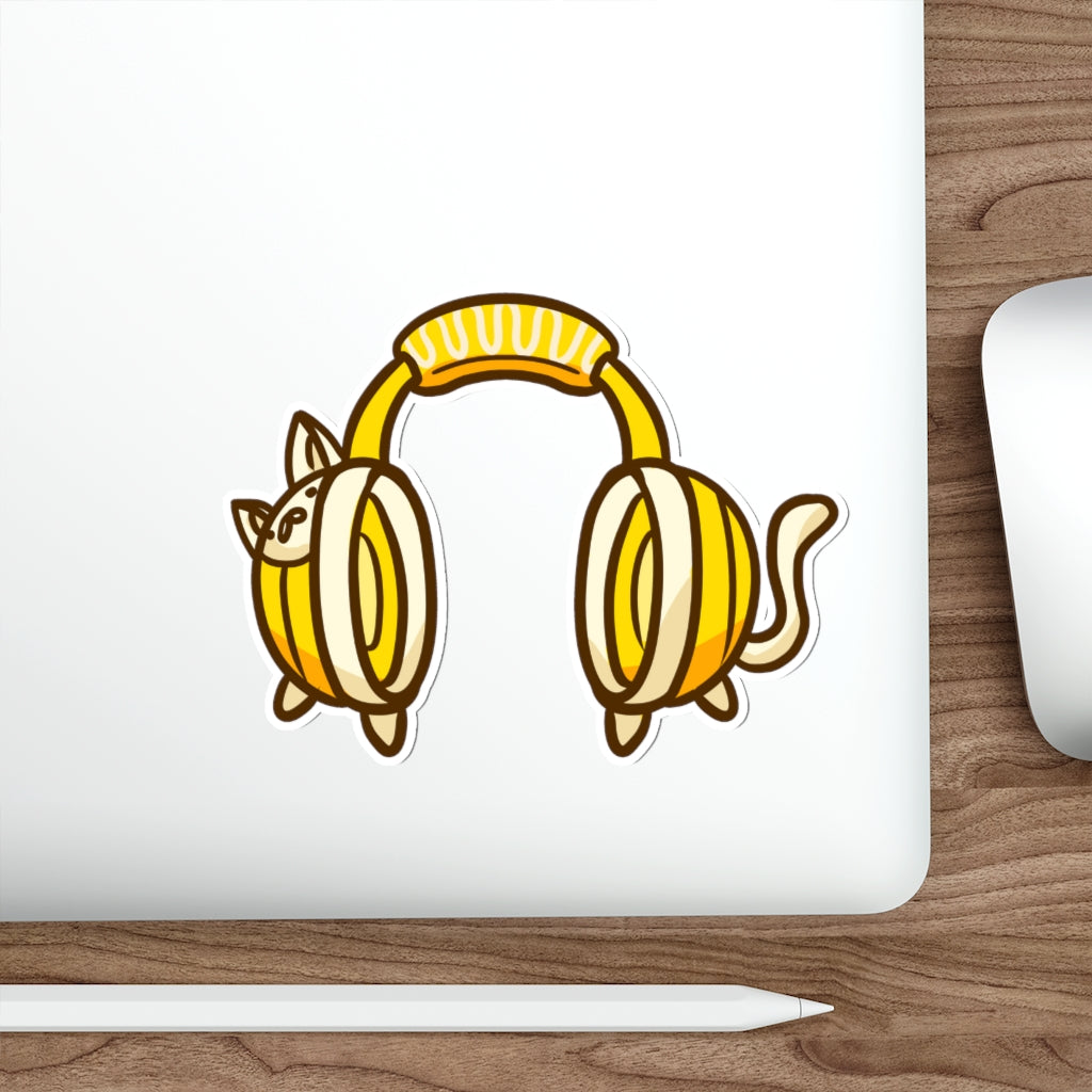 Headphone Cat Die-Cut Sticker