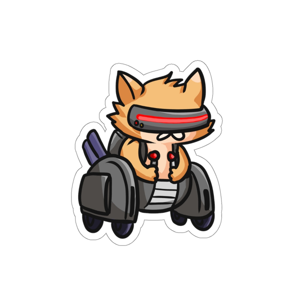 Racing Robot Cat Die-Cut Sticker