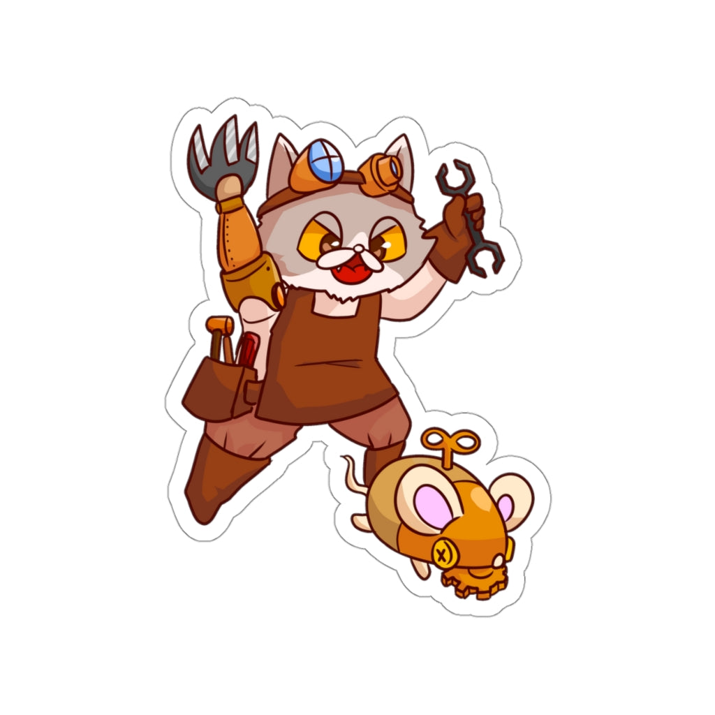Steampunk Cat Die-Cut Sticker