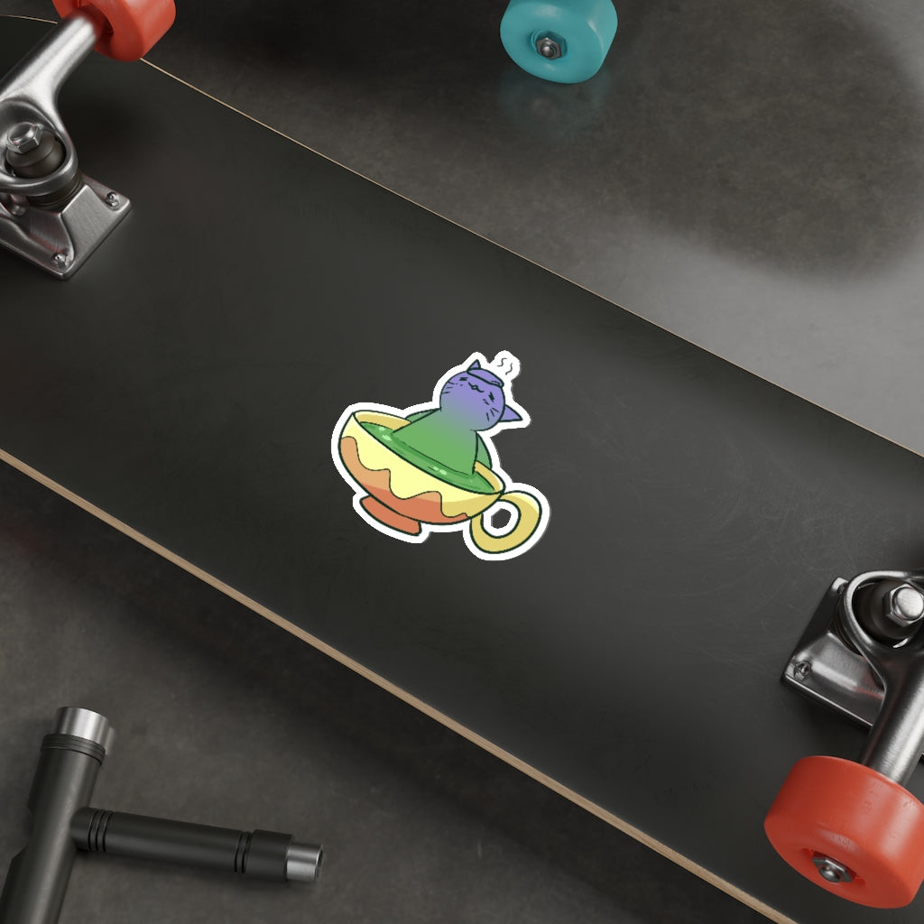 Tea Cat Die-Cut Sticker