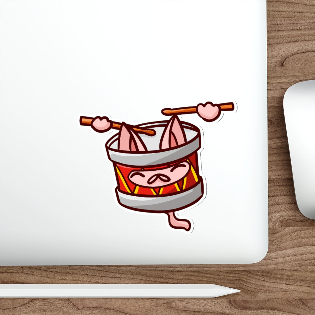 Drum Cat Die-Cut Sticker