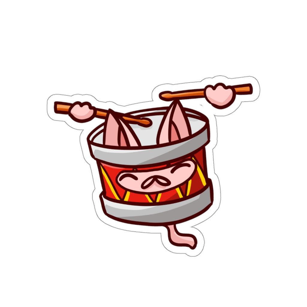 Drum Cat Die-Cut Sticker