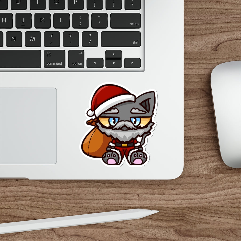 Santa Cat Die-Cut Sticker