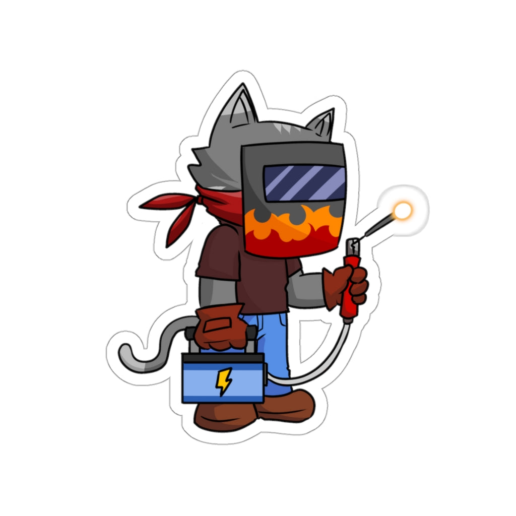 Welder Cat Die-Cut Sticker