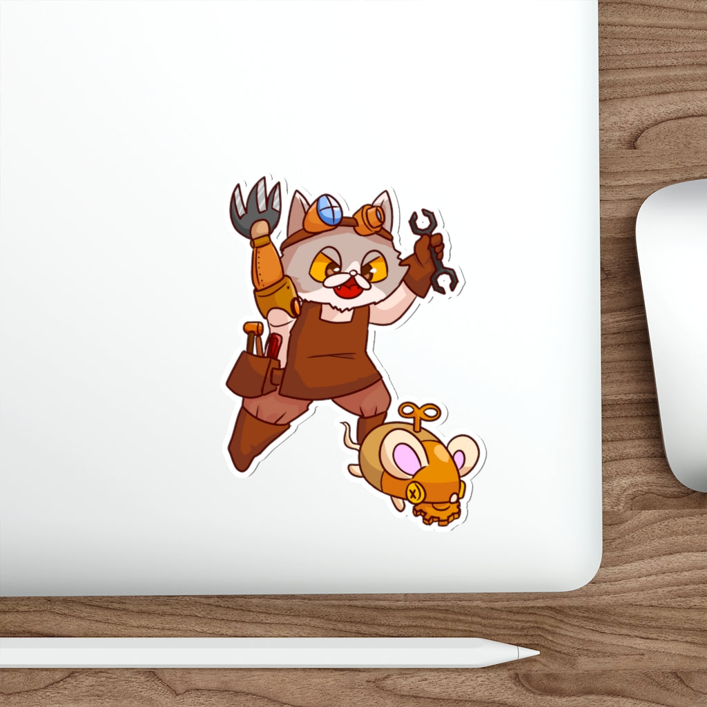 Steampunk Cat Die-Cut Sticker