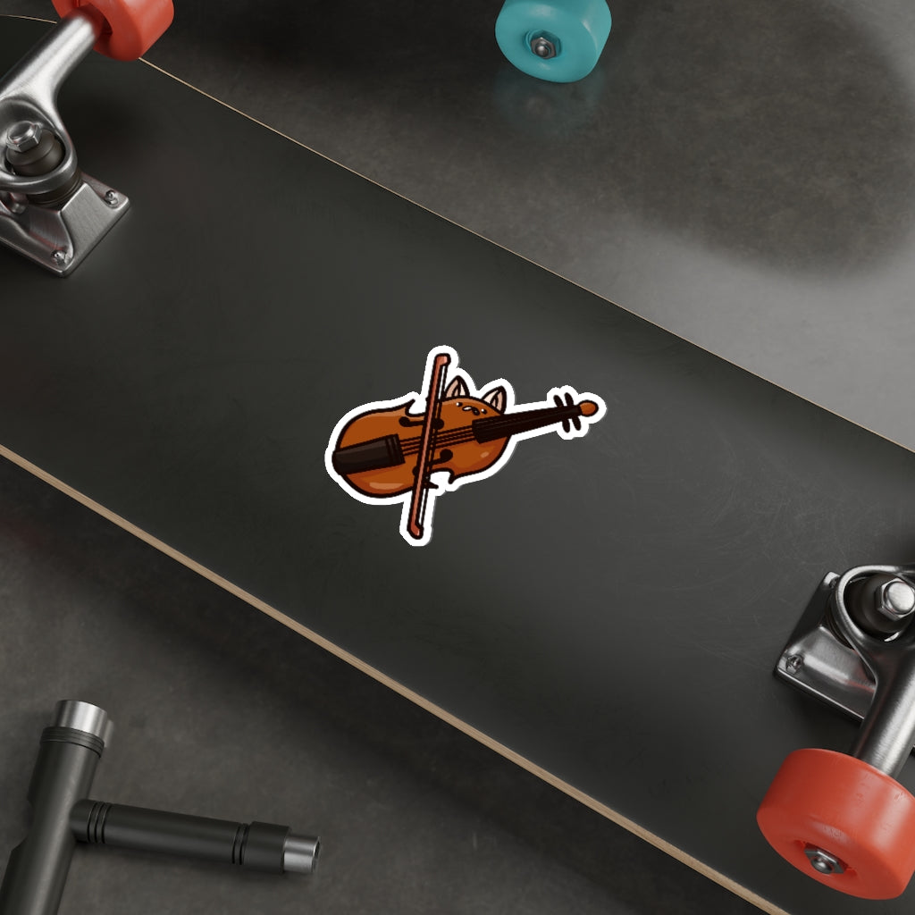 Violin Cat Die-Cut Sticker