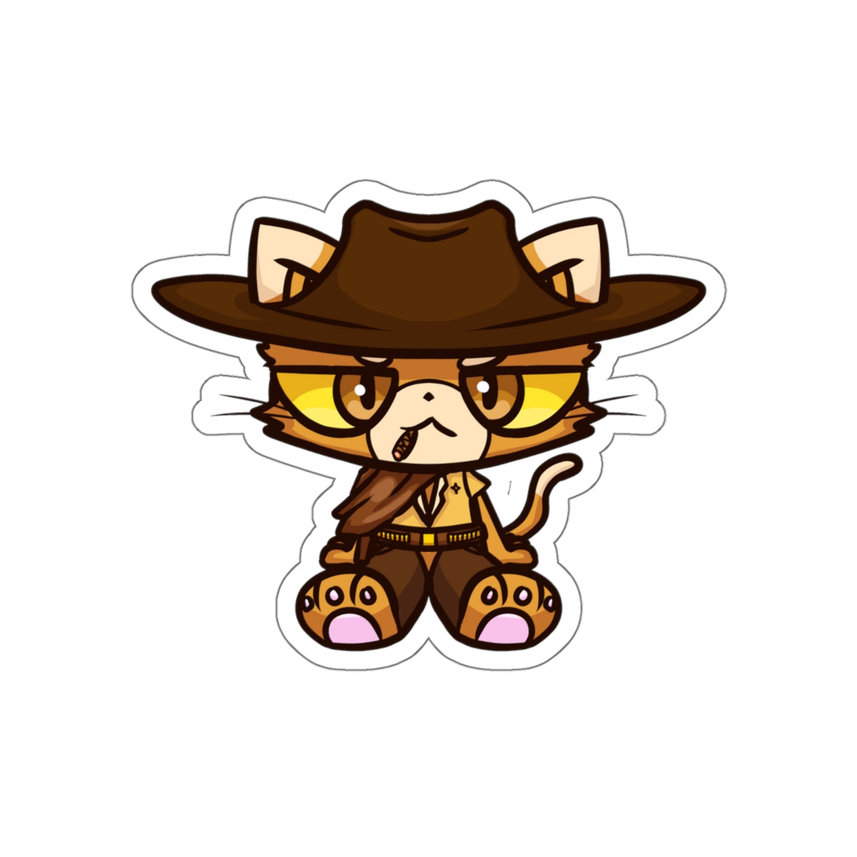 Unamused Cowboy Cat Die-Cut Sticker