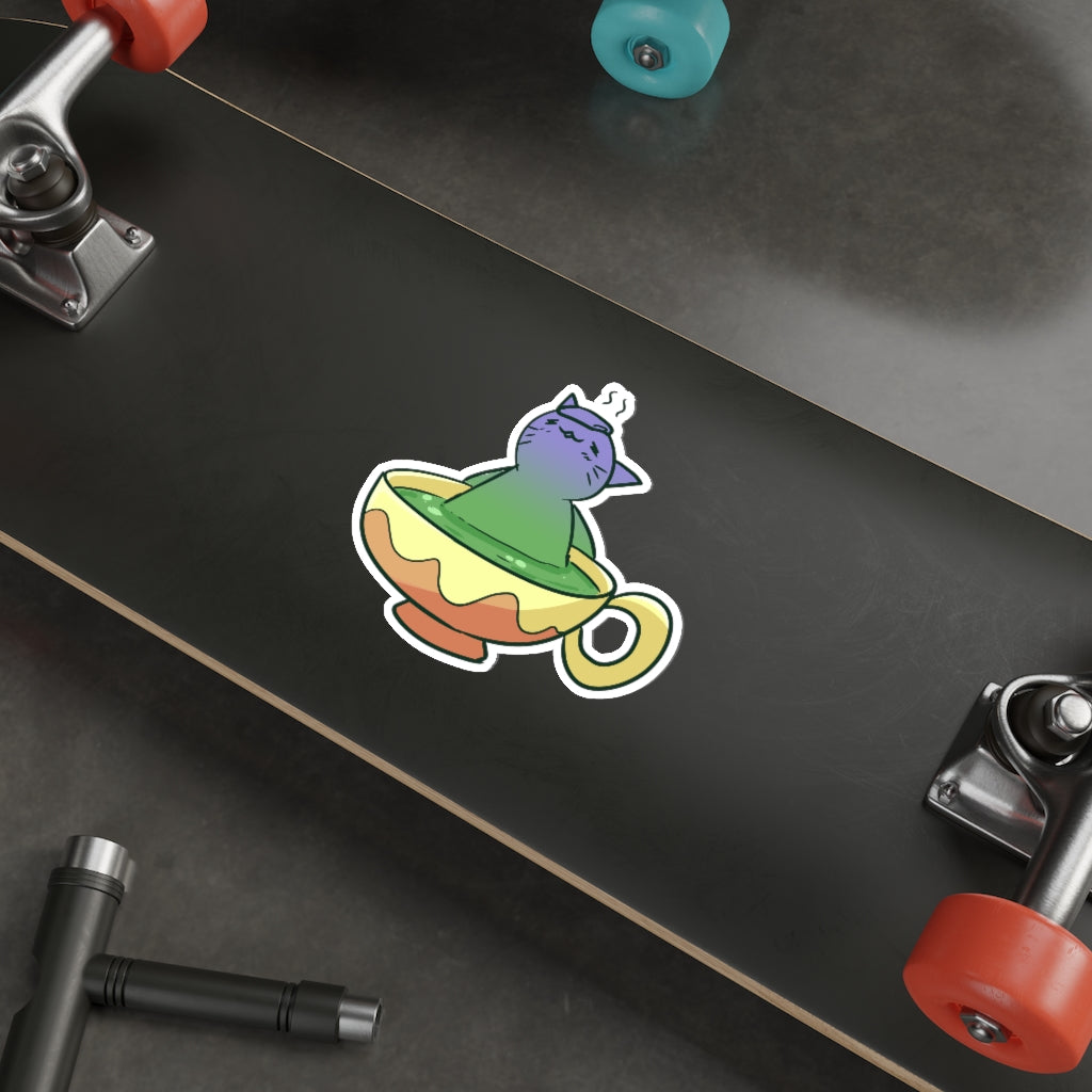 Tea Cat Die-Cut Sticker
