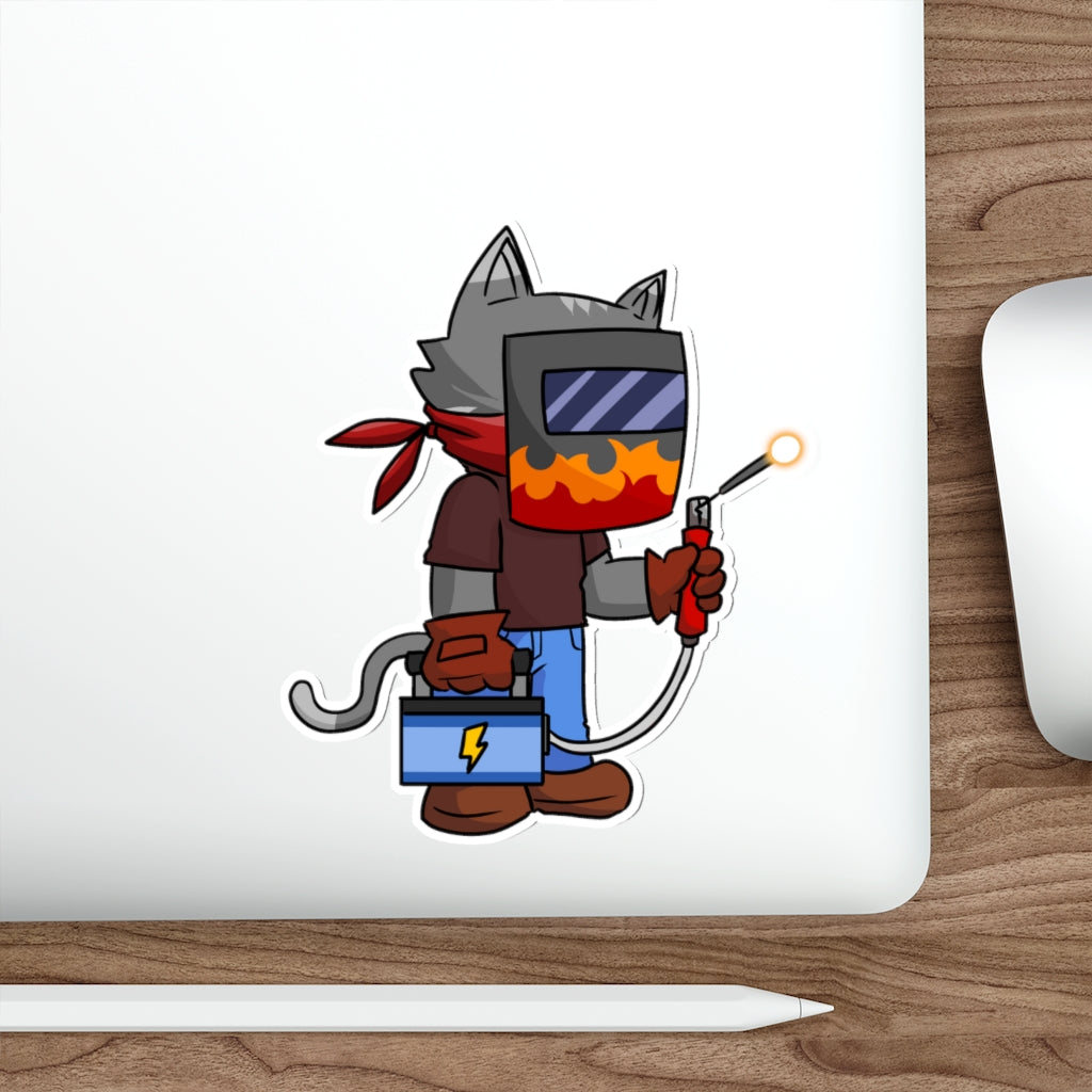Welder Cat Die-Cut Sticker