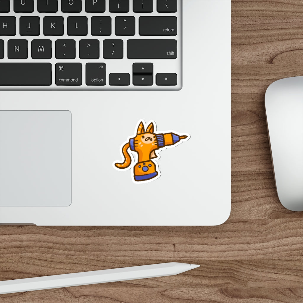 Drill Cat Die-Cut Sticker