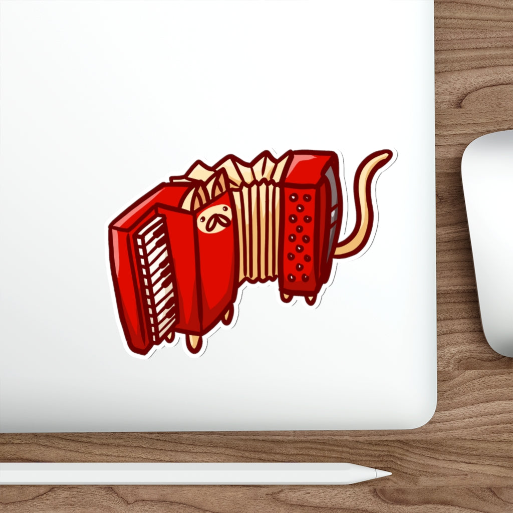 Accordion Cat Die-Cut Sticker