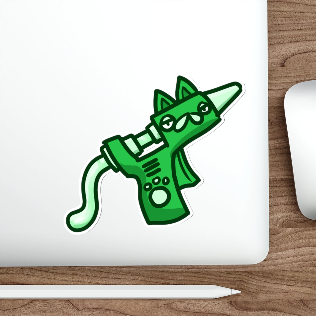 Glue Gun Cat Die-Cut Sticker