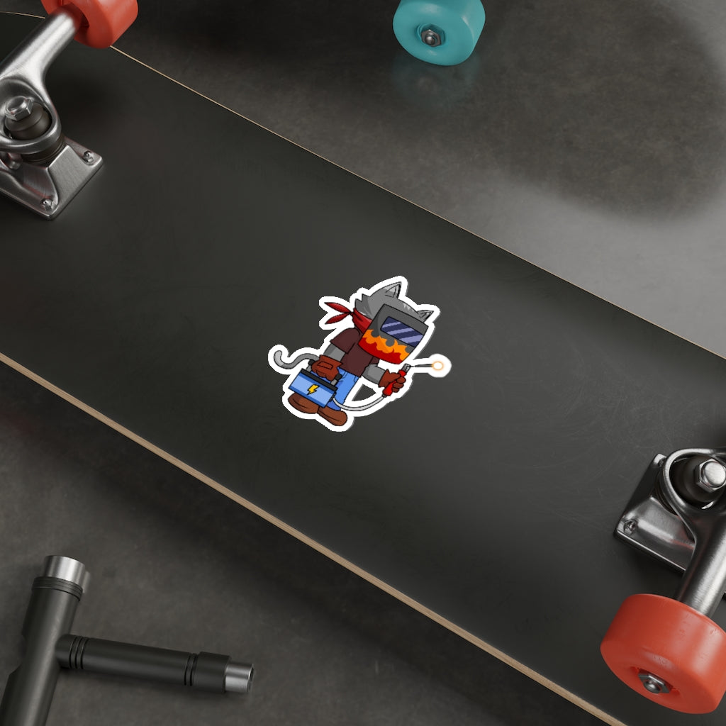 Welder Cat Die-Cut Sticker