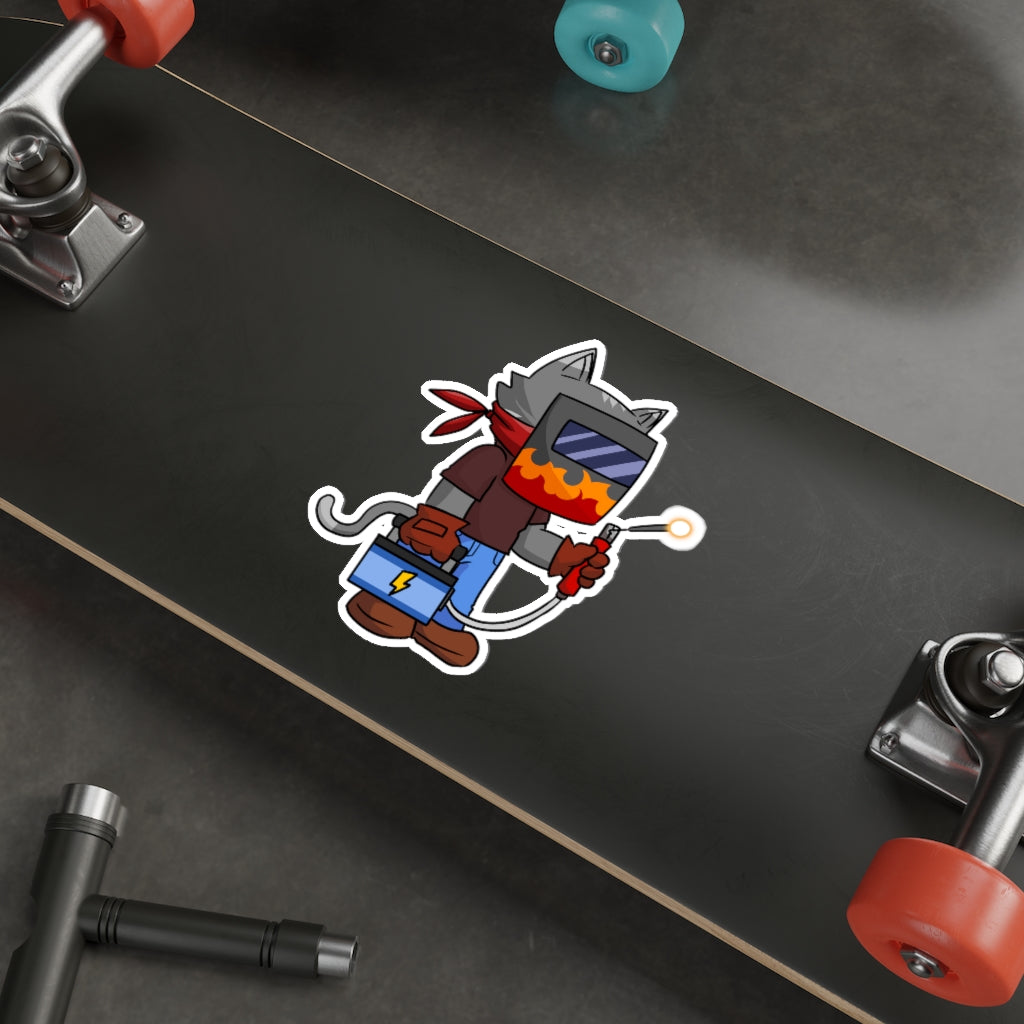 Welder Cat Die-Cut Sticker