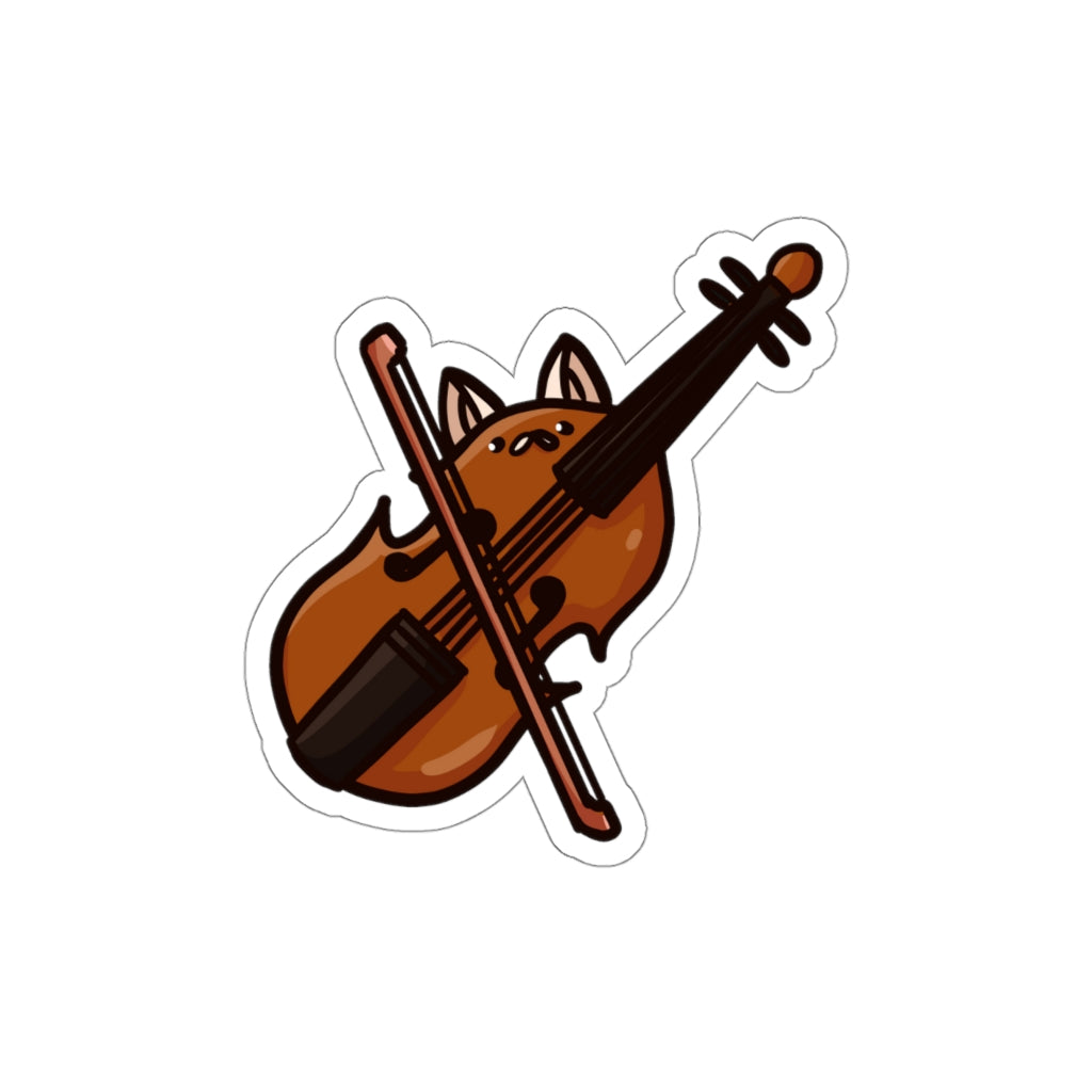 Violin Cat Die-Cut Sticker