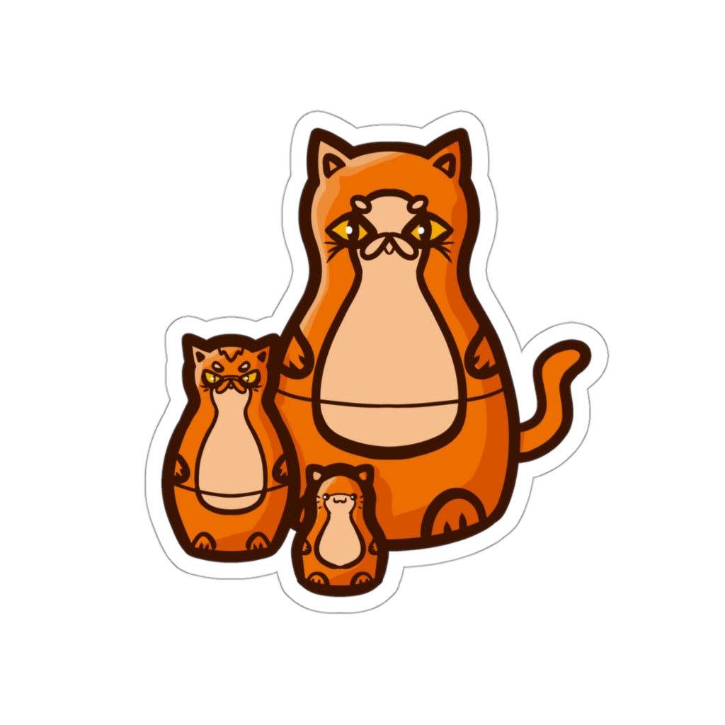 Nesting Doll Cats Die-Cut Sticker