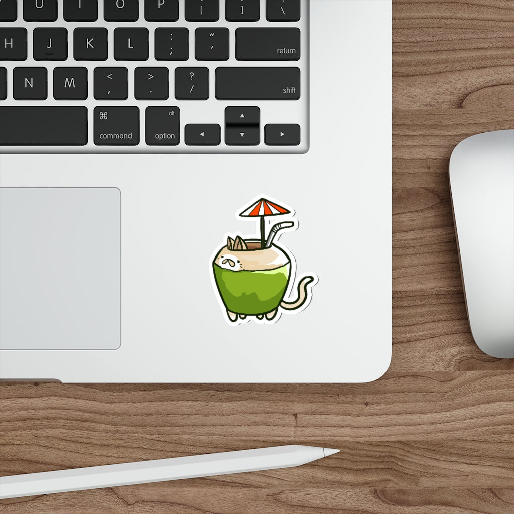 Coconut Cat Die-Cut Sticker