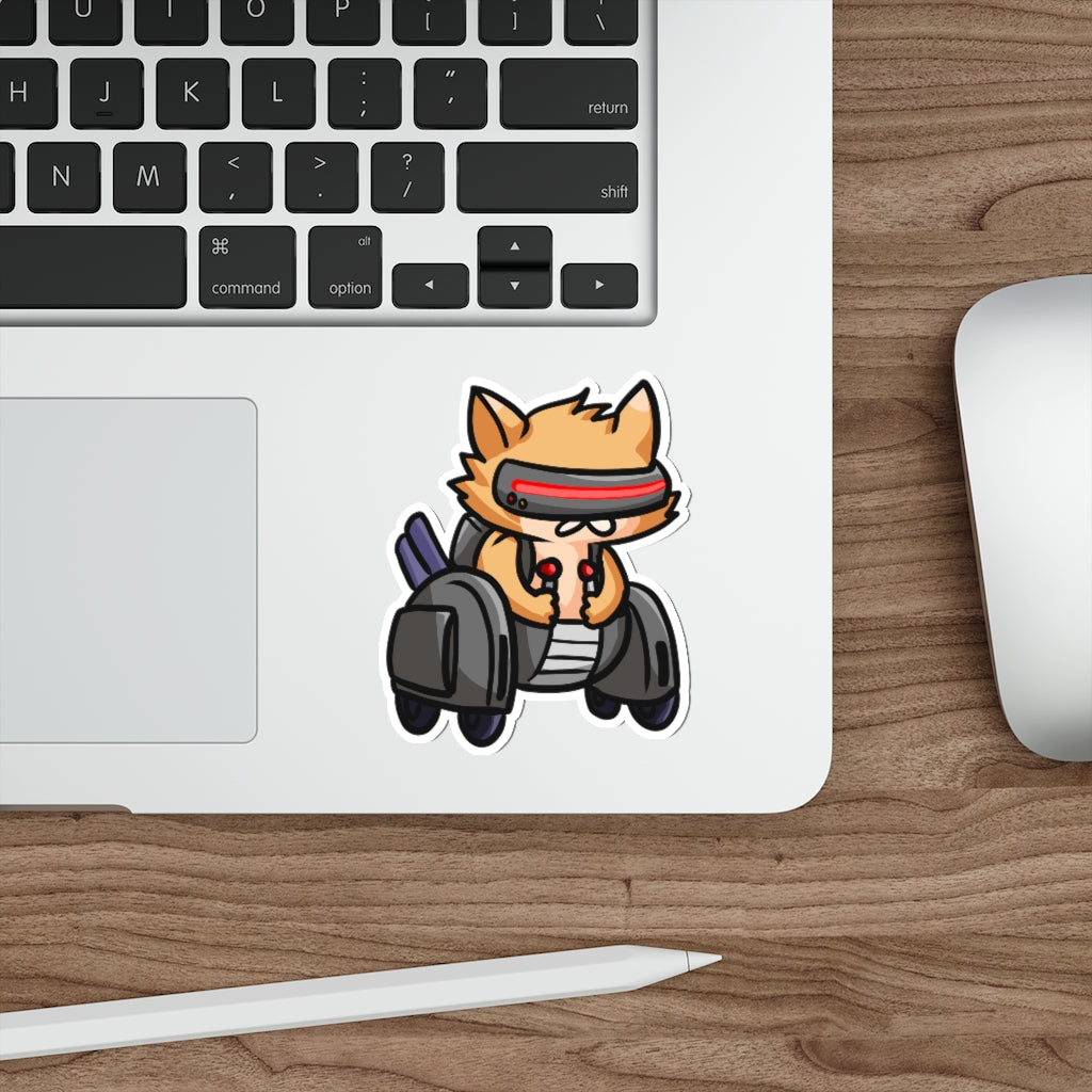 Racing Robot Cat Die-Cut Sticker