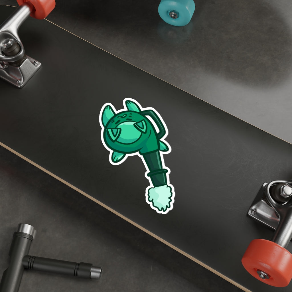 Leaf Blower Cat Die-Cut Sticker