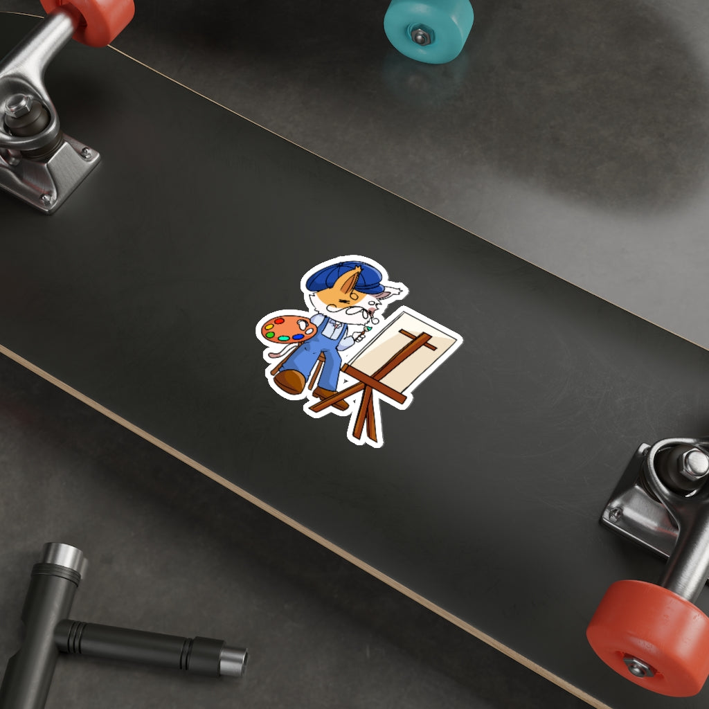 Artist Cat Die-Cut Sticker