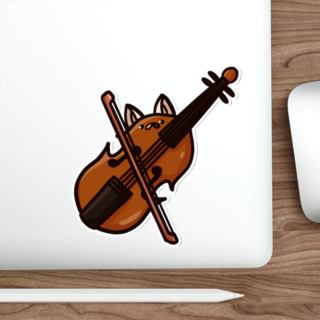 Violin Cat Die-Cut Sticker