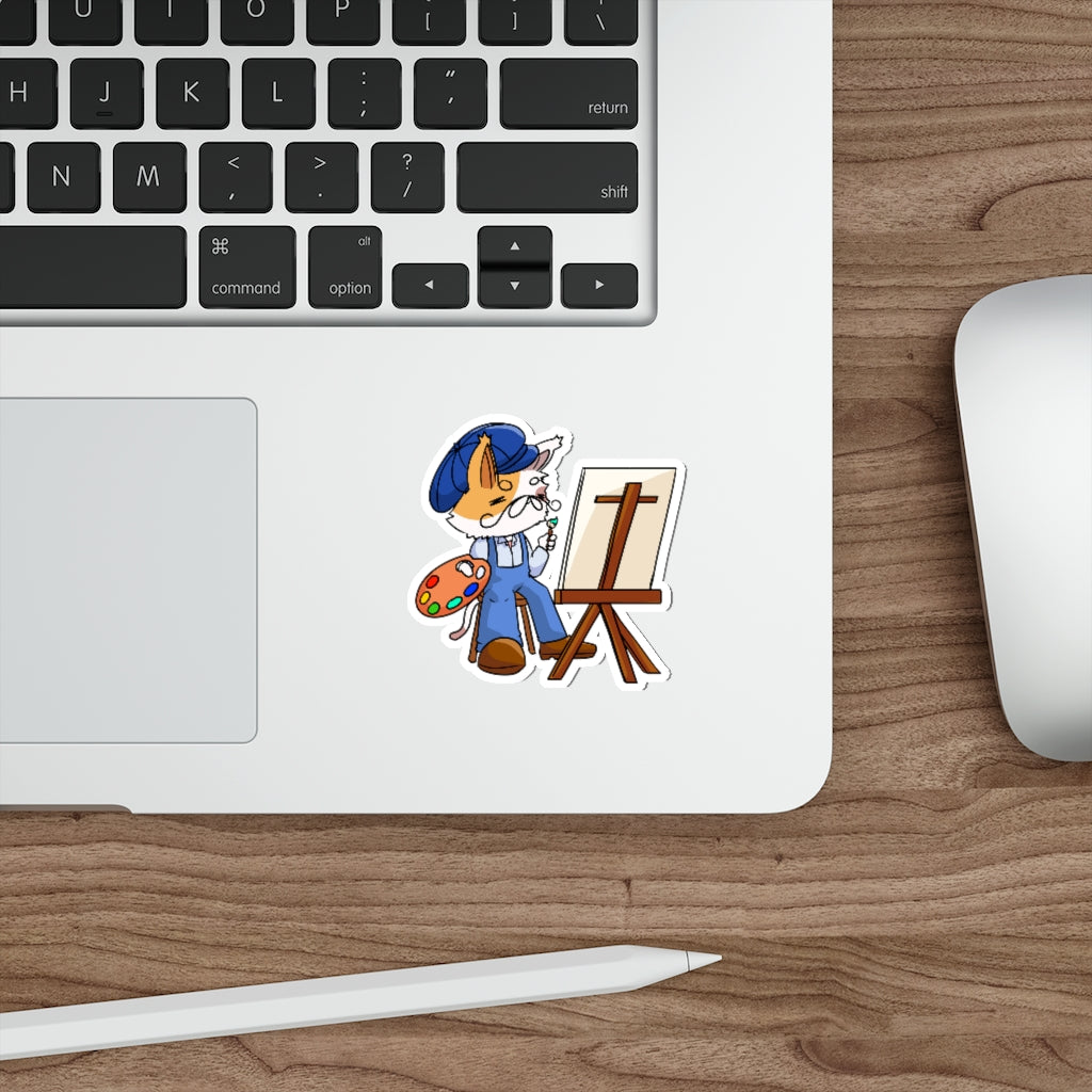 Artist Cat Die-Cut Sticker