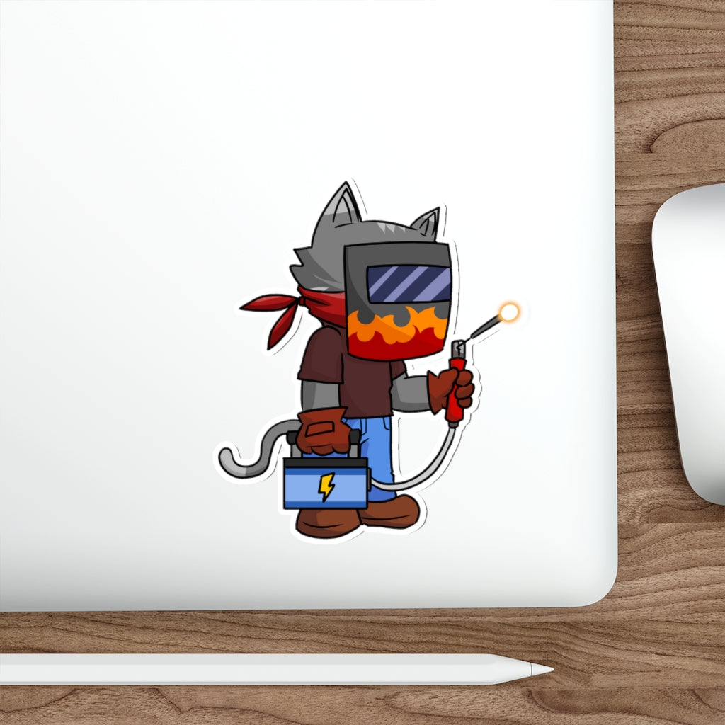 Welder Cat Die-Cut Sticker
