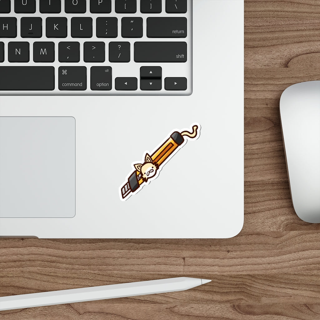 Box Cutter Cat Die-Cut Sticker