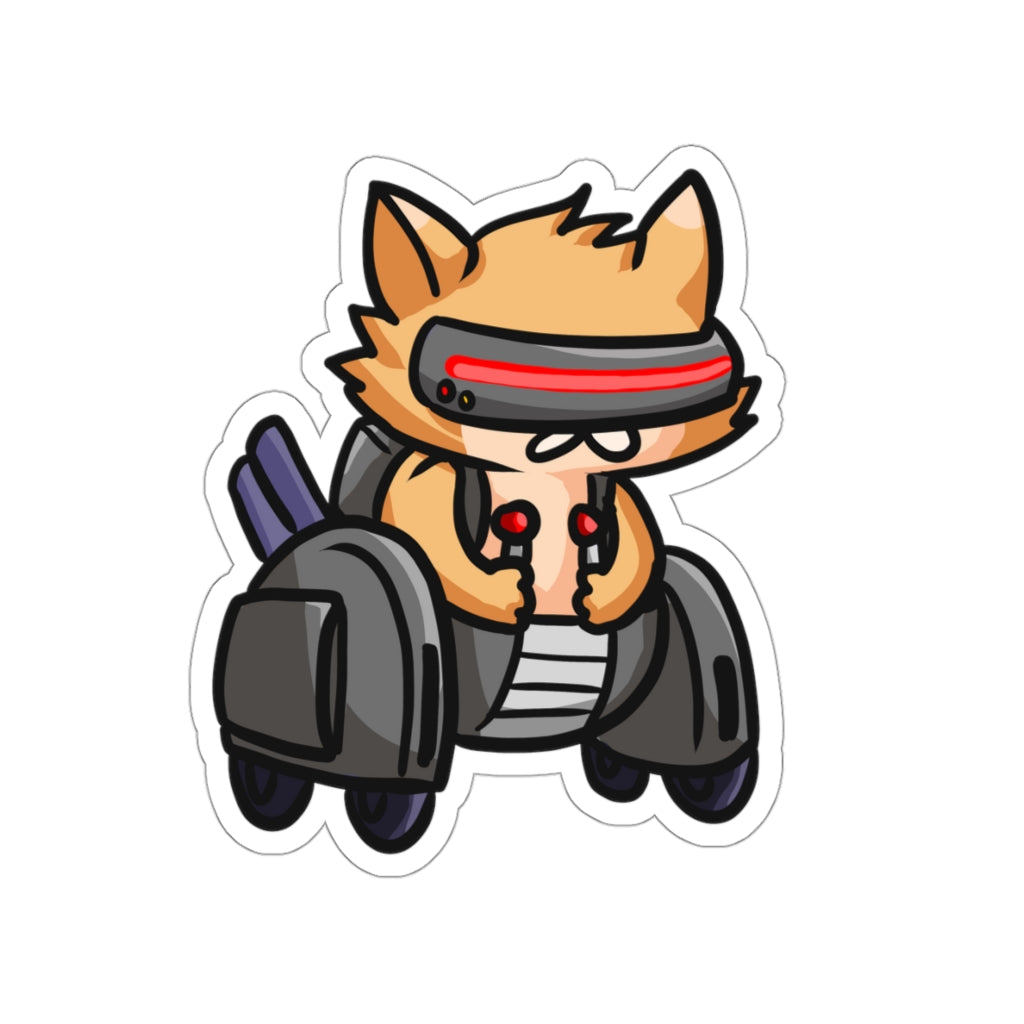 Racing Robot Cat Die-Cut Sticker