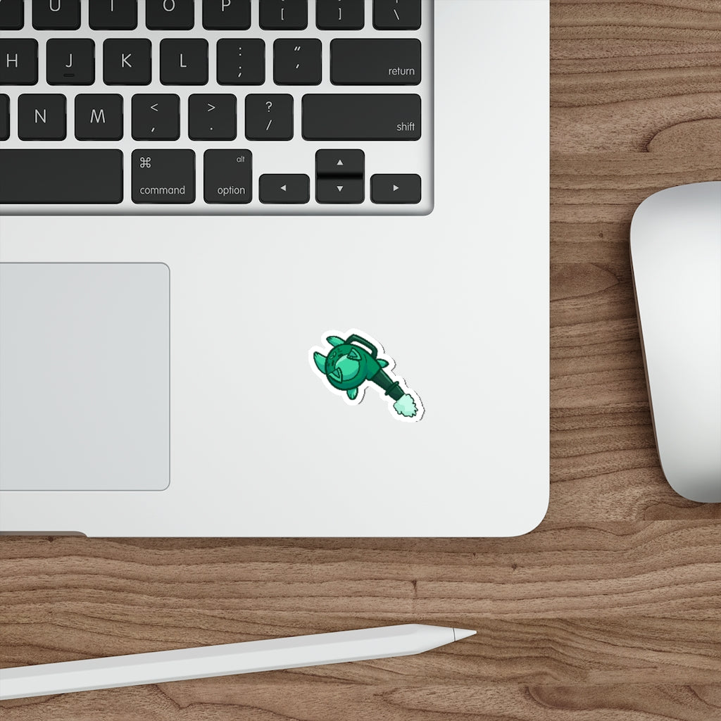 Leaf Blower Cat Die-Cut Sticker