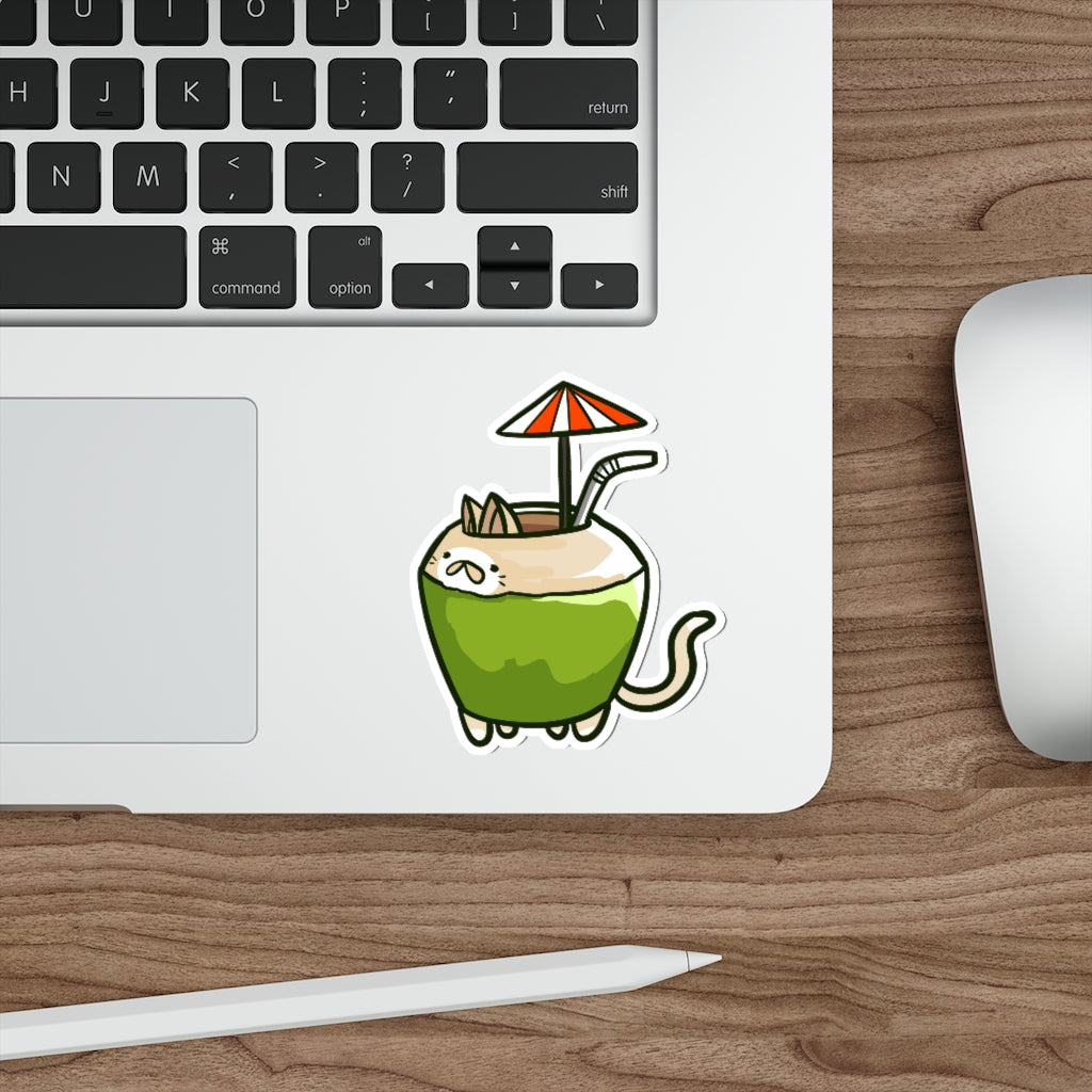 Coconut Cat Die-Cut Sticker