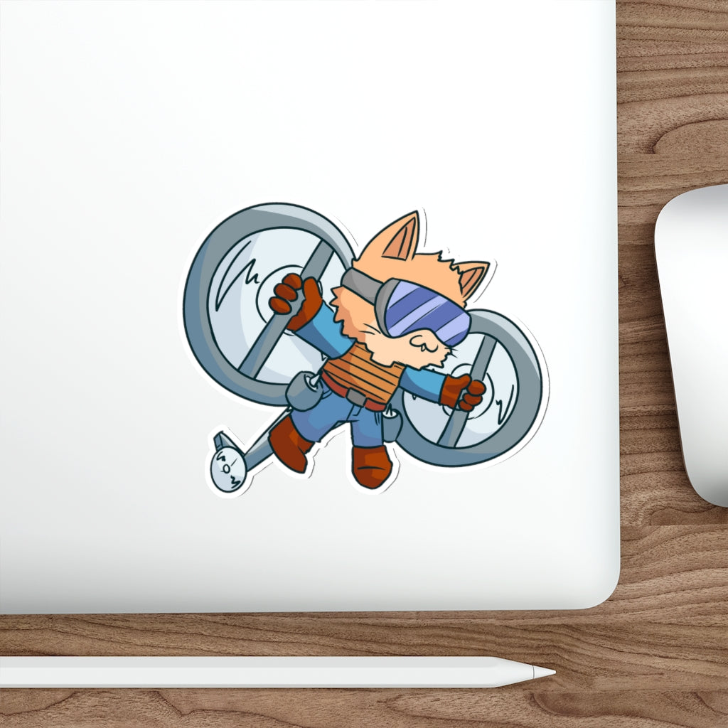 Helicopter Cat Die-Cut Sticker