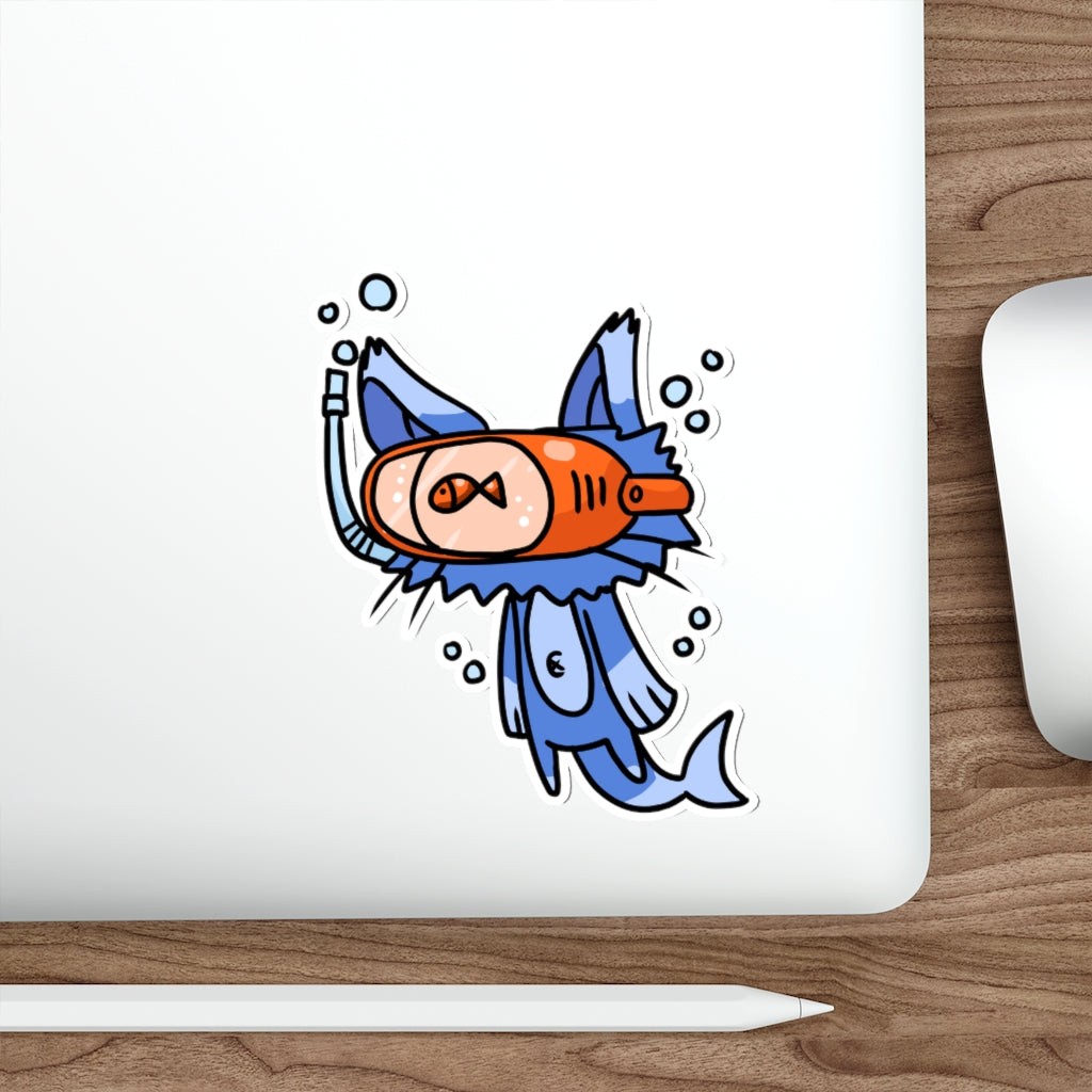 Dolphin Cat Die-Cut Sticker