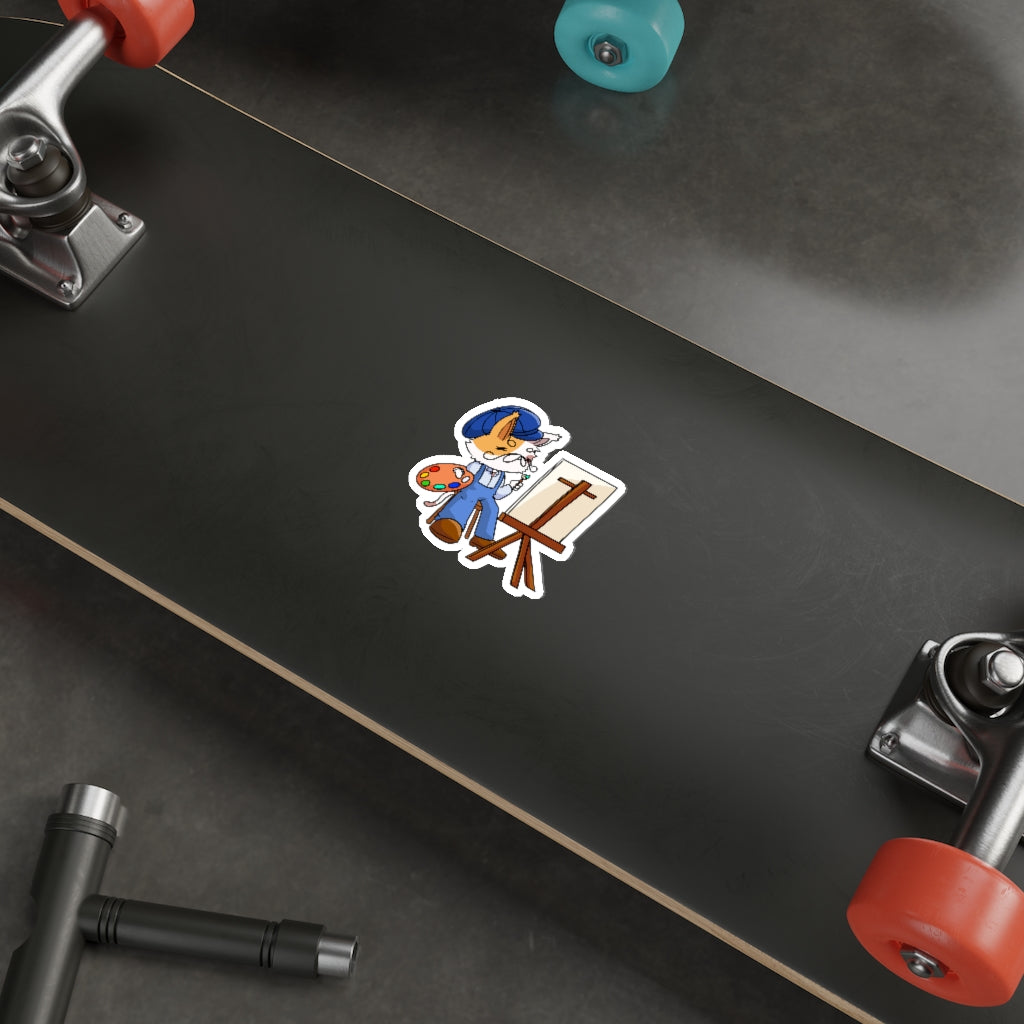 Artist Cat Die-Cut Sticker