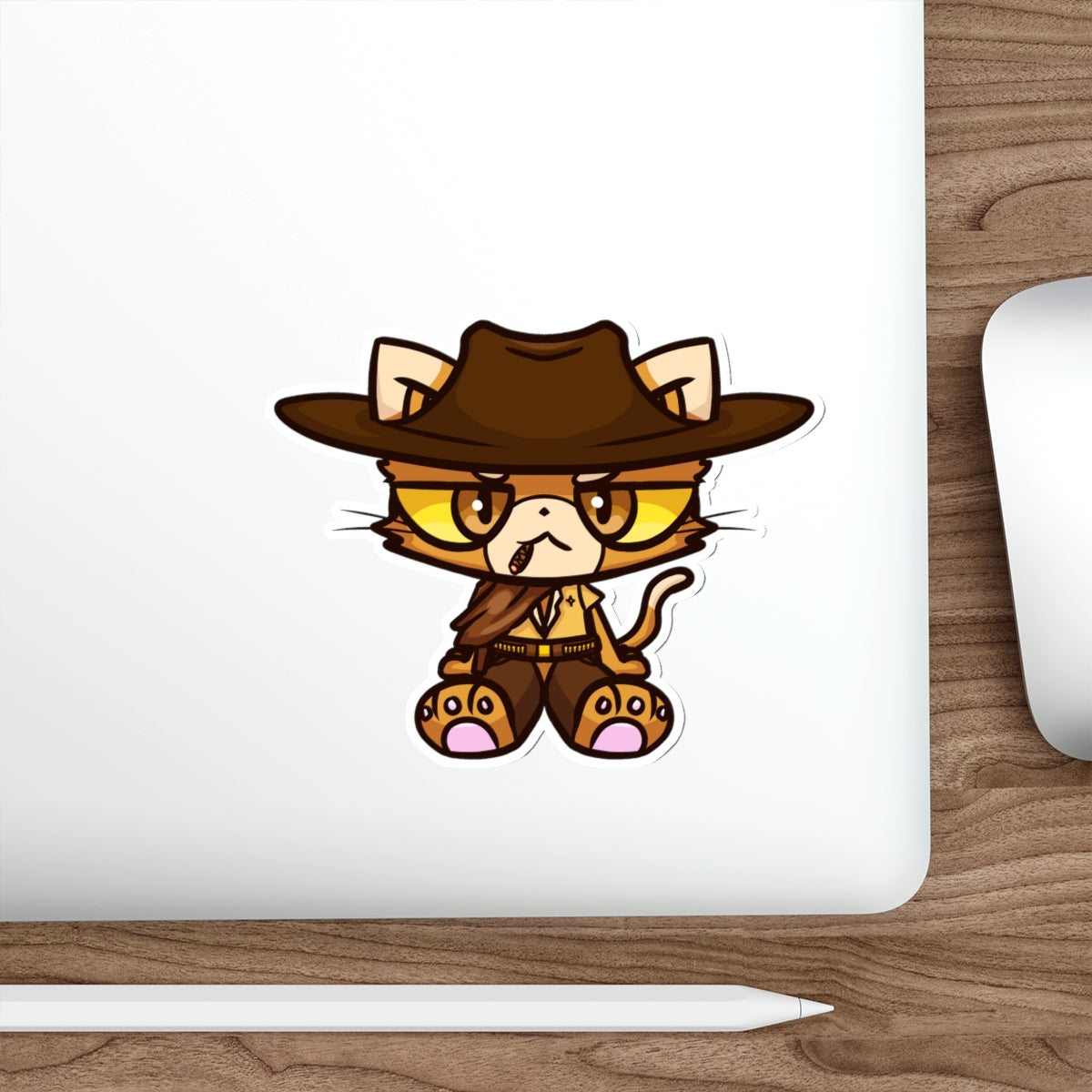 Unamused Cowboy Cat Die-Cut Sticker