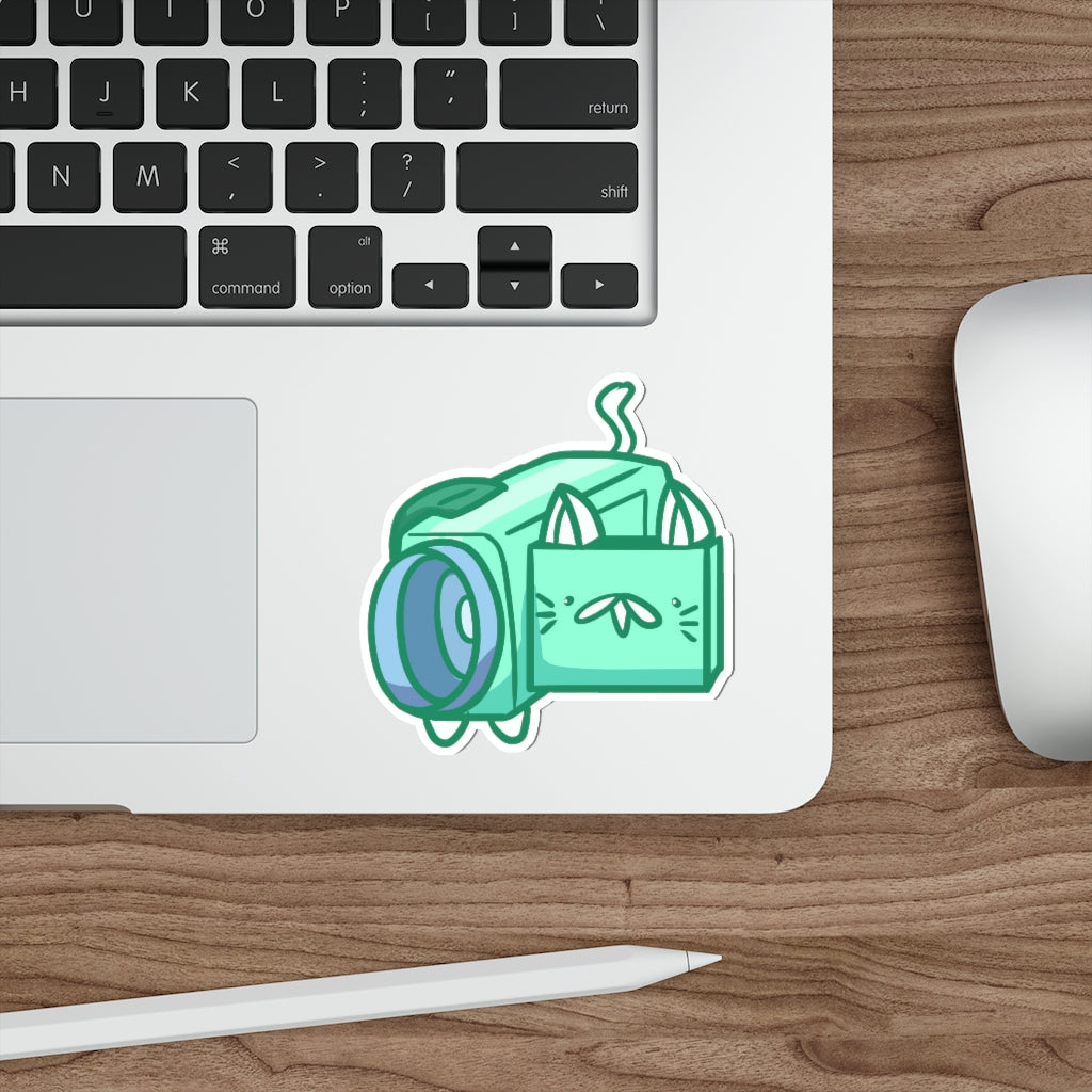 Camcorder Cat Die-Cut Sticker