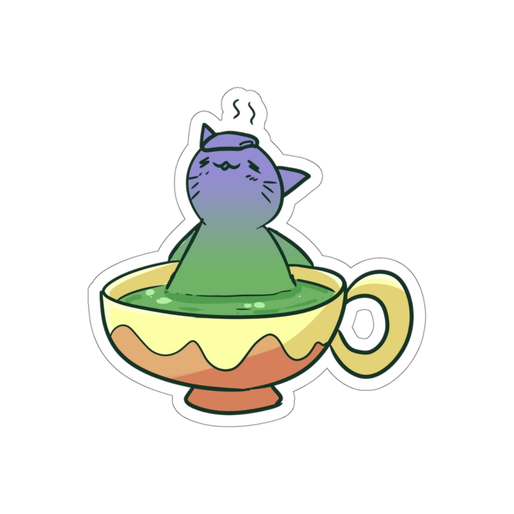 Tea Cat Die-Cut Sticker