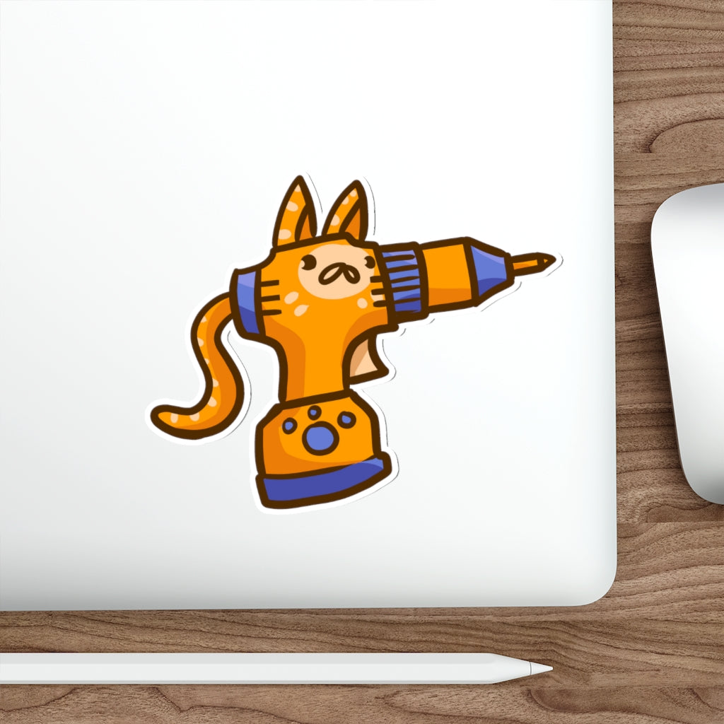 Drill Cat Die-Cut Sticker