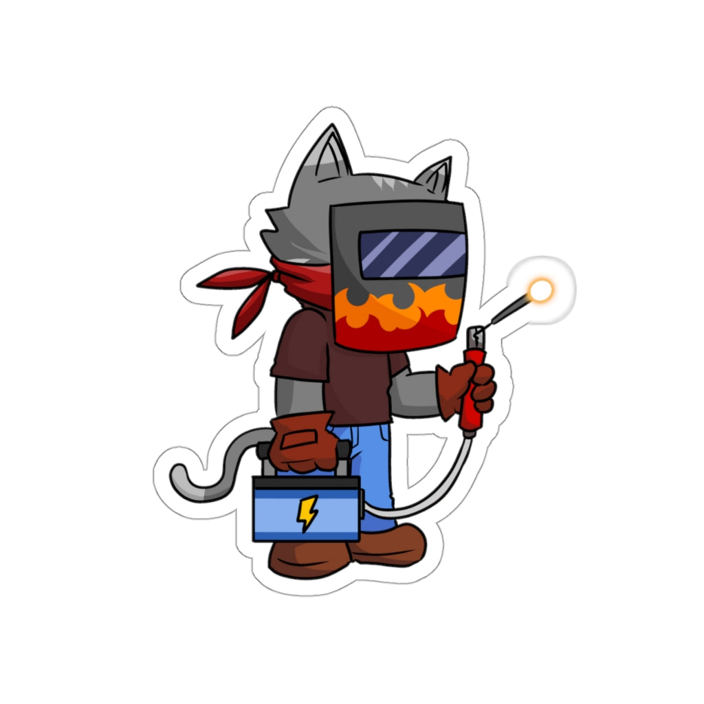 Welder Cat Die-Cut Sticker