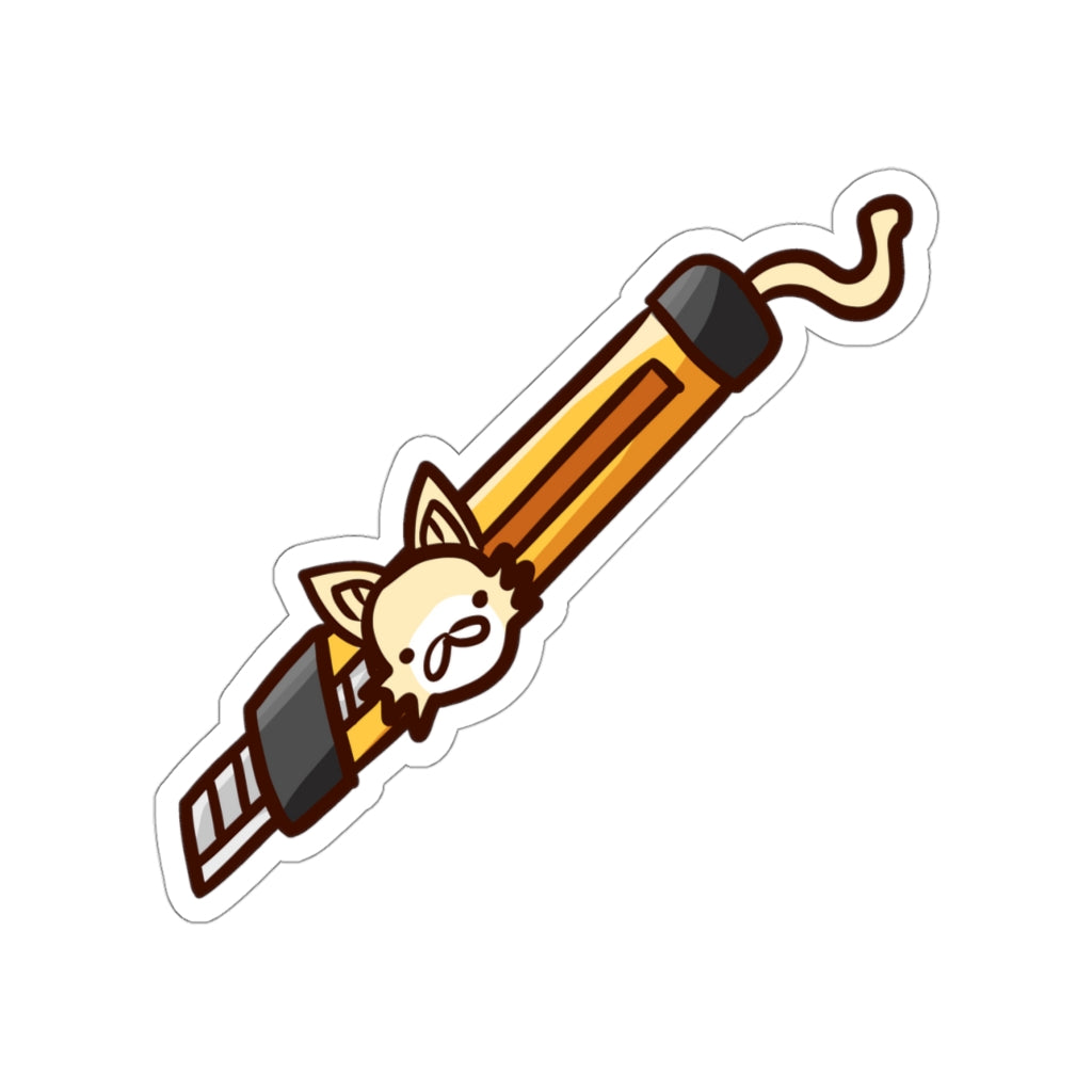 Box Cutter Cat Die-Cut Sticker