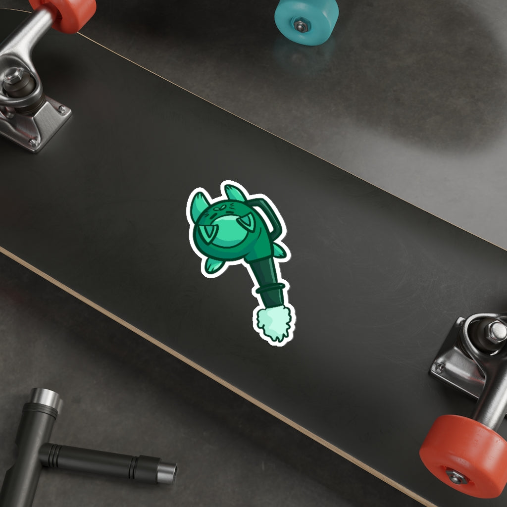 Leaf Blower Cat Die-Cut Sticker
