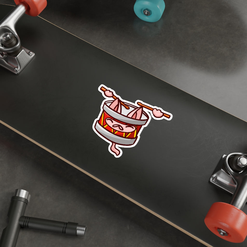 Drum Cat Die-Cut Sticker