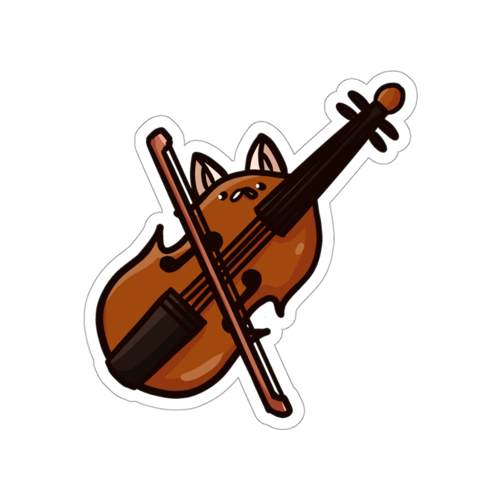 Violin Cat Die-Cut Sticker