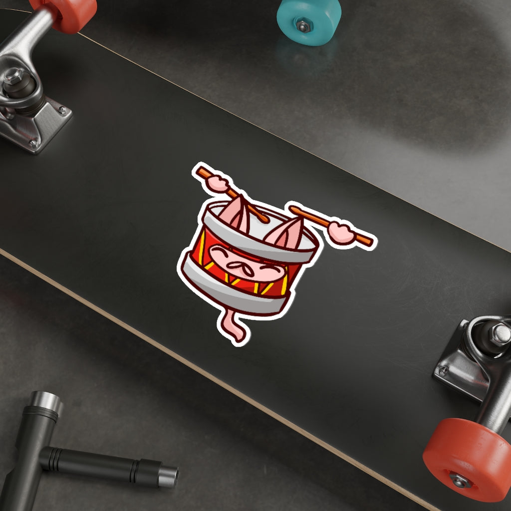 Drum Cat Die-Cut Sticker